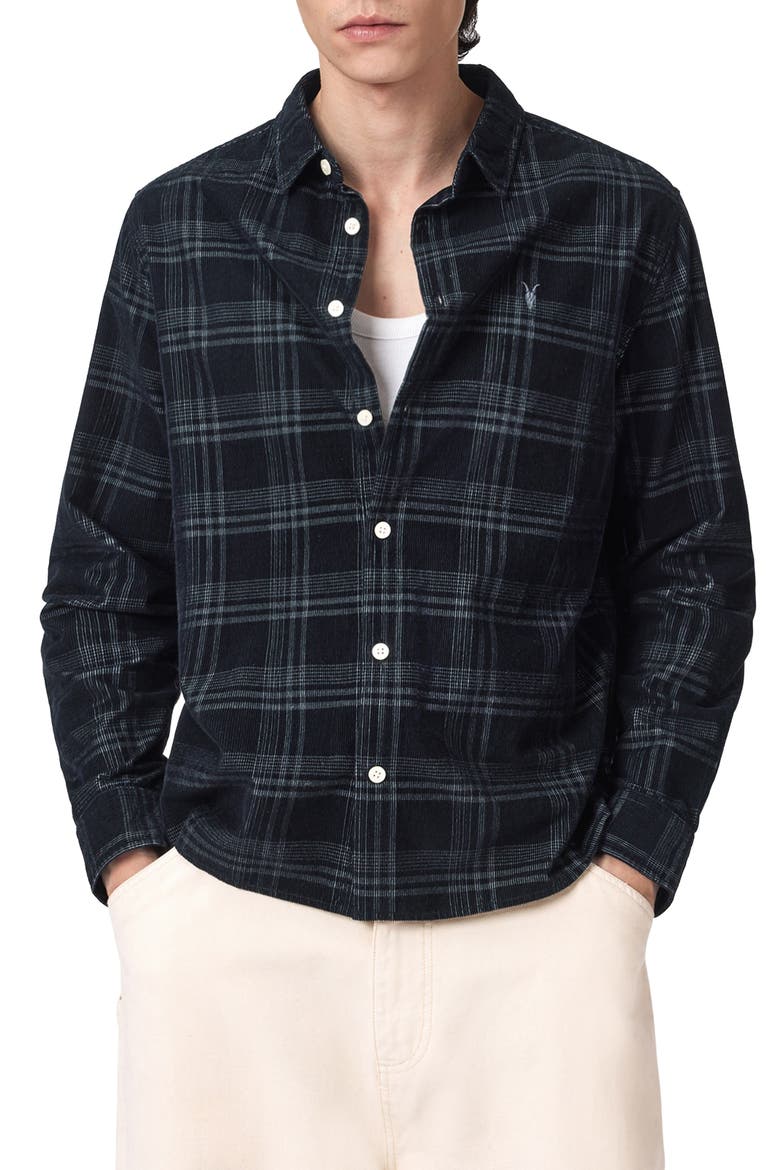 Rockley Corduroy Button-Up Shirt, Main, color, SURGE BLACK