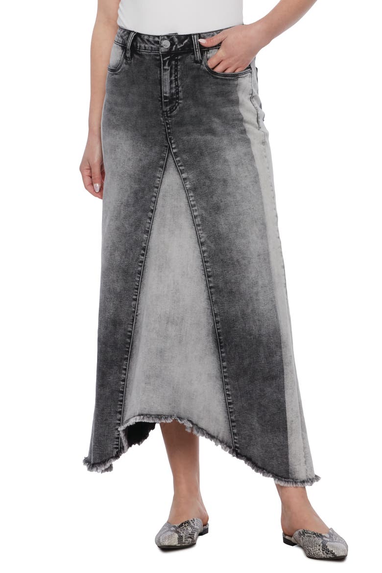 Pieced Denim Skirt, Main, color, SPLIT BLACK