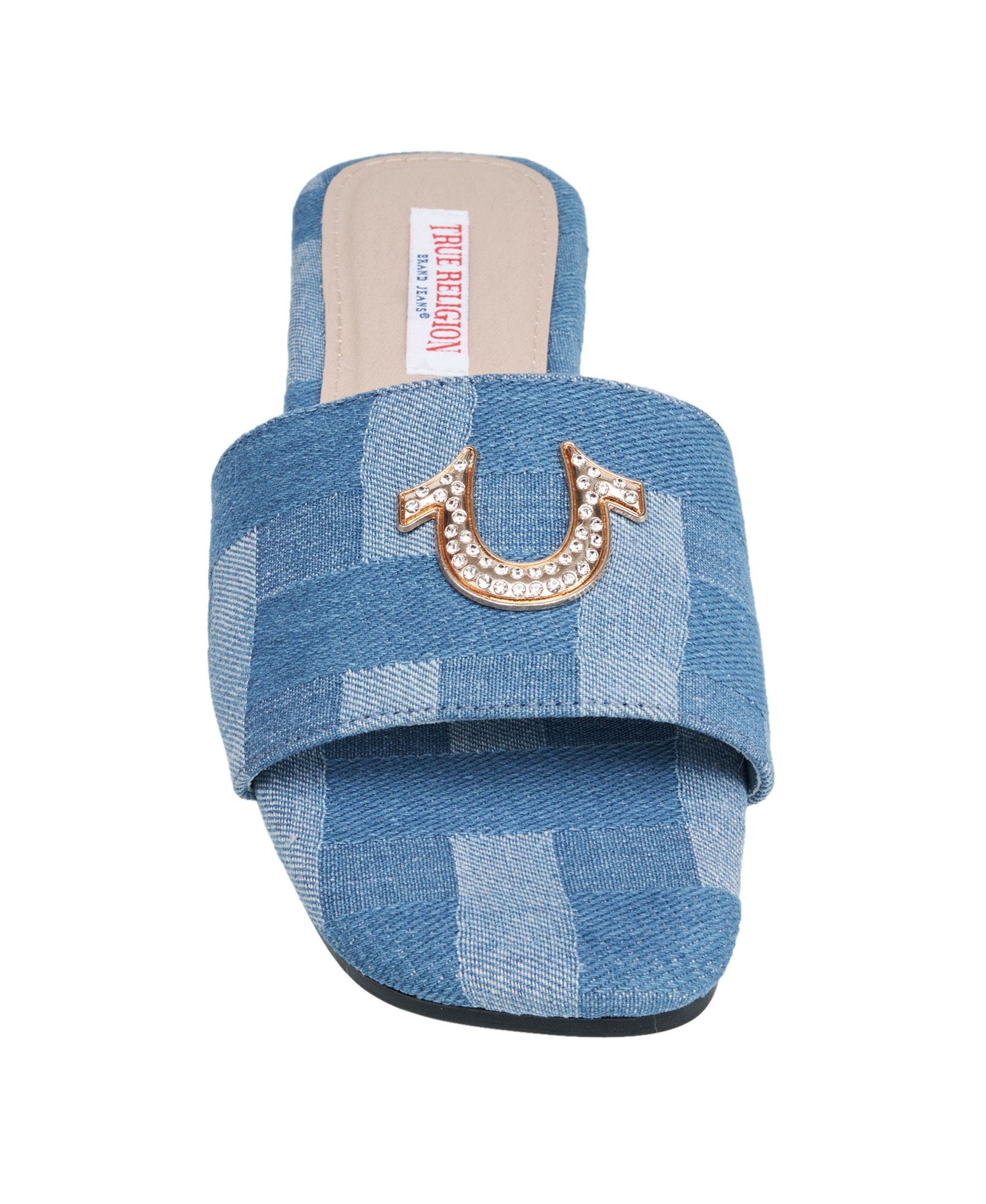 Mona Bling Logo Single Band Sandal, Alternate, color, Denim