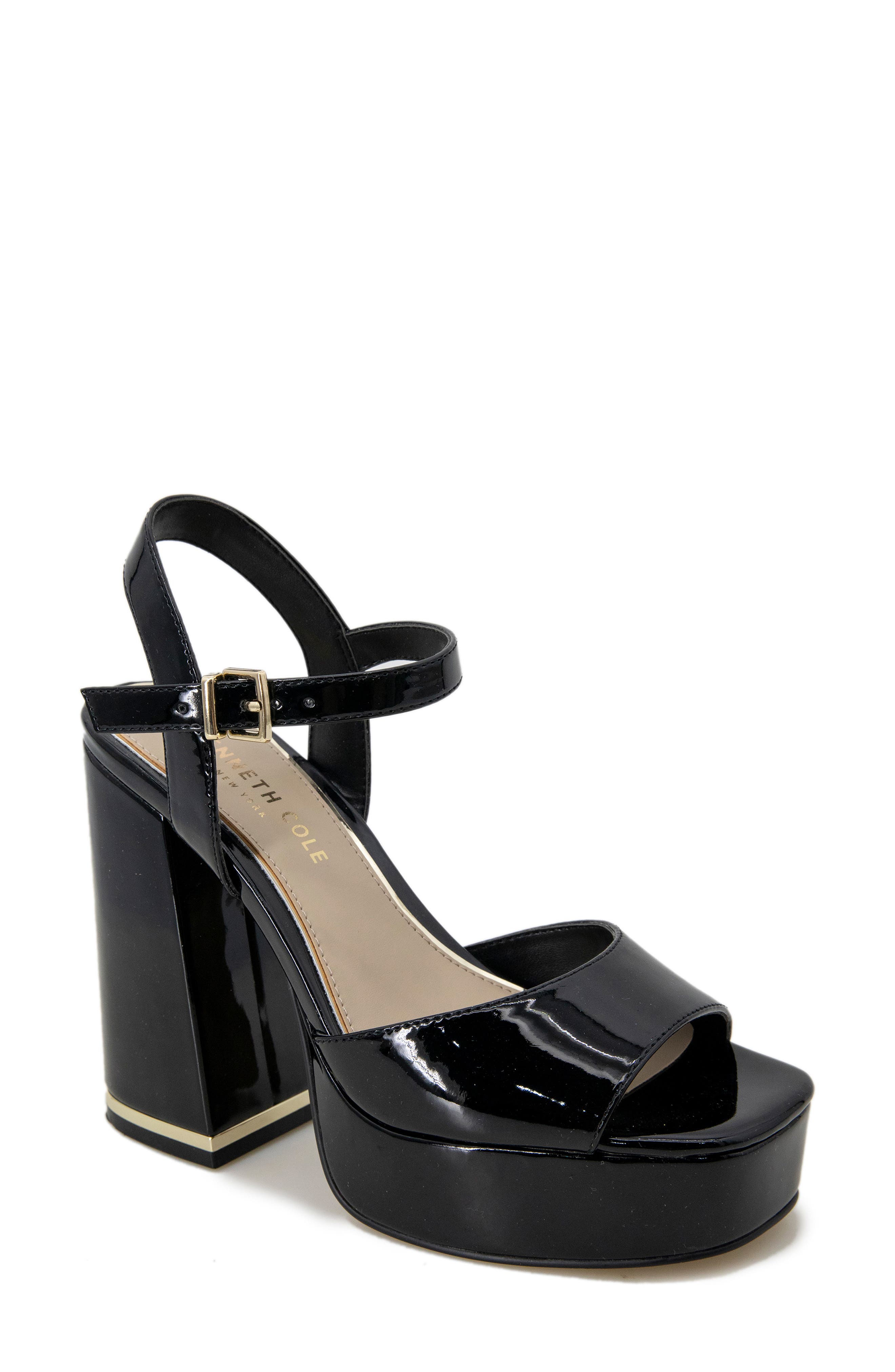 Kenneth Cole New York Dolly Platform Sandal, Main, color, Black Patent