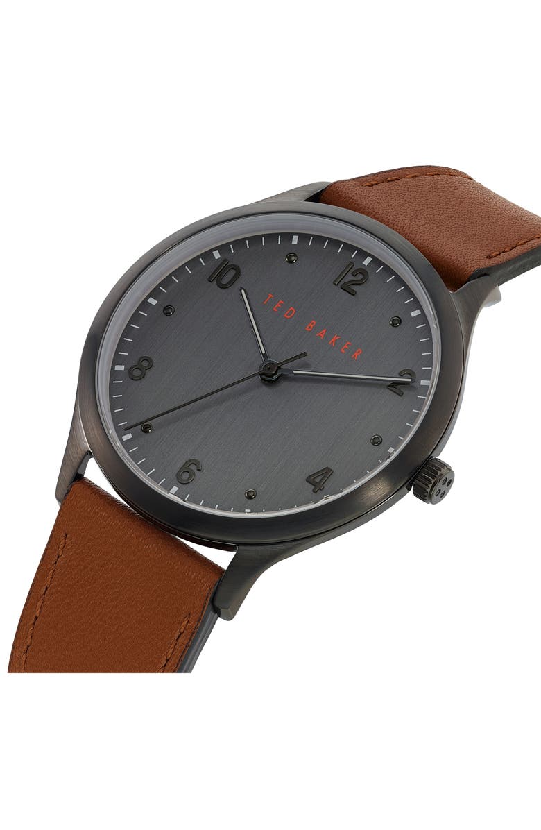 Ted Baker Three Hand Quartz Leather Strap Watch, 20mm, Alternate, color,