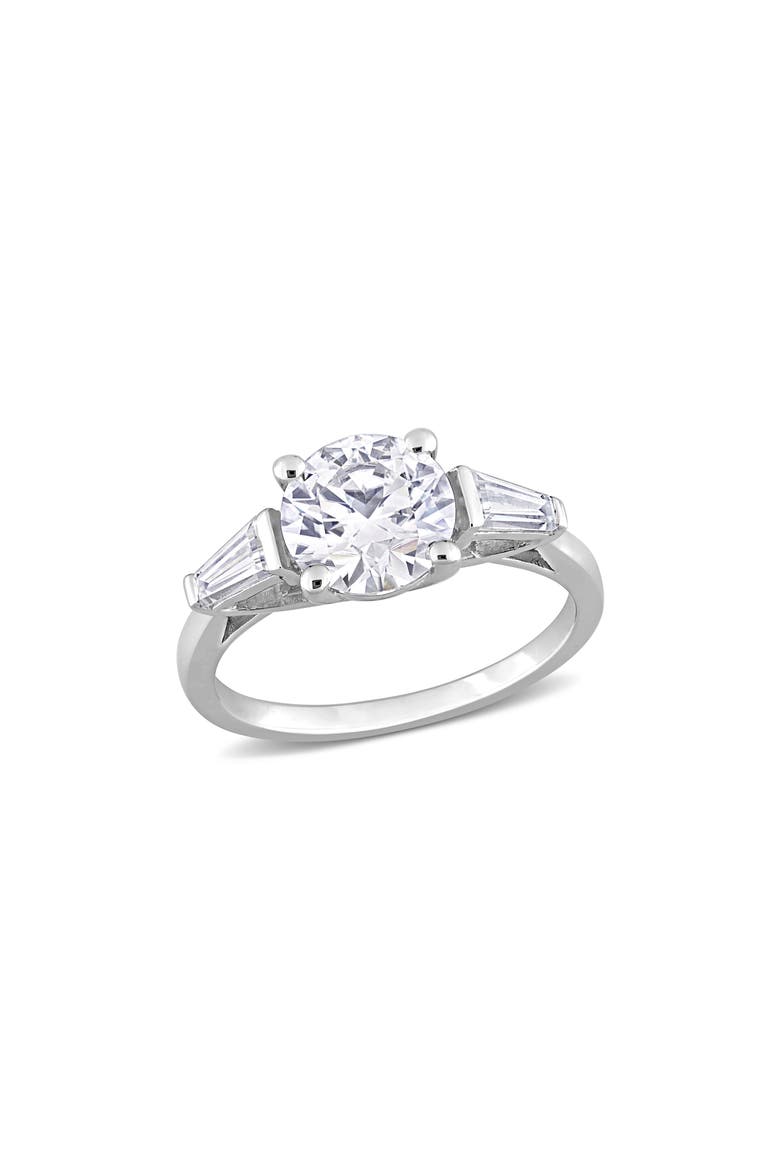 Round Cut & Taper Cut Moissanite Ring, Main, color, WHITE