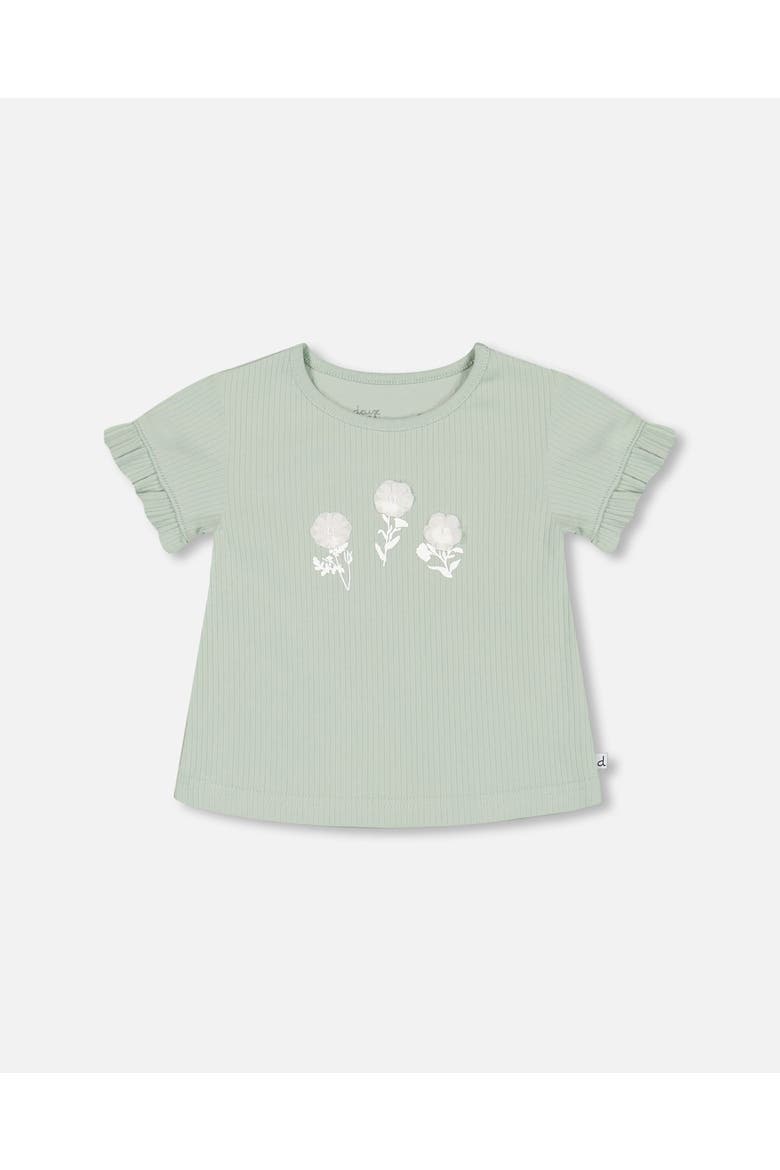 Baby Girl's Rib Top With Print Frosty Green, Main, color, Frosty Green