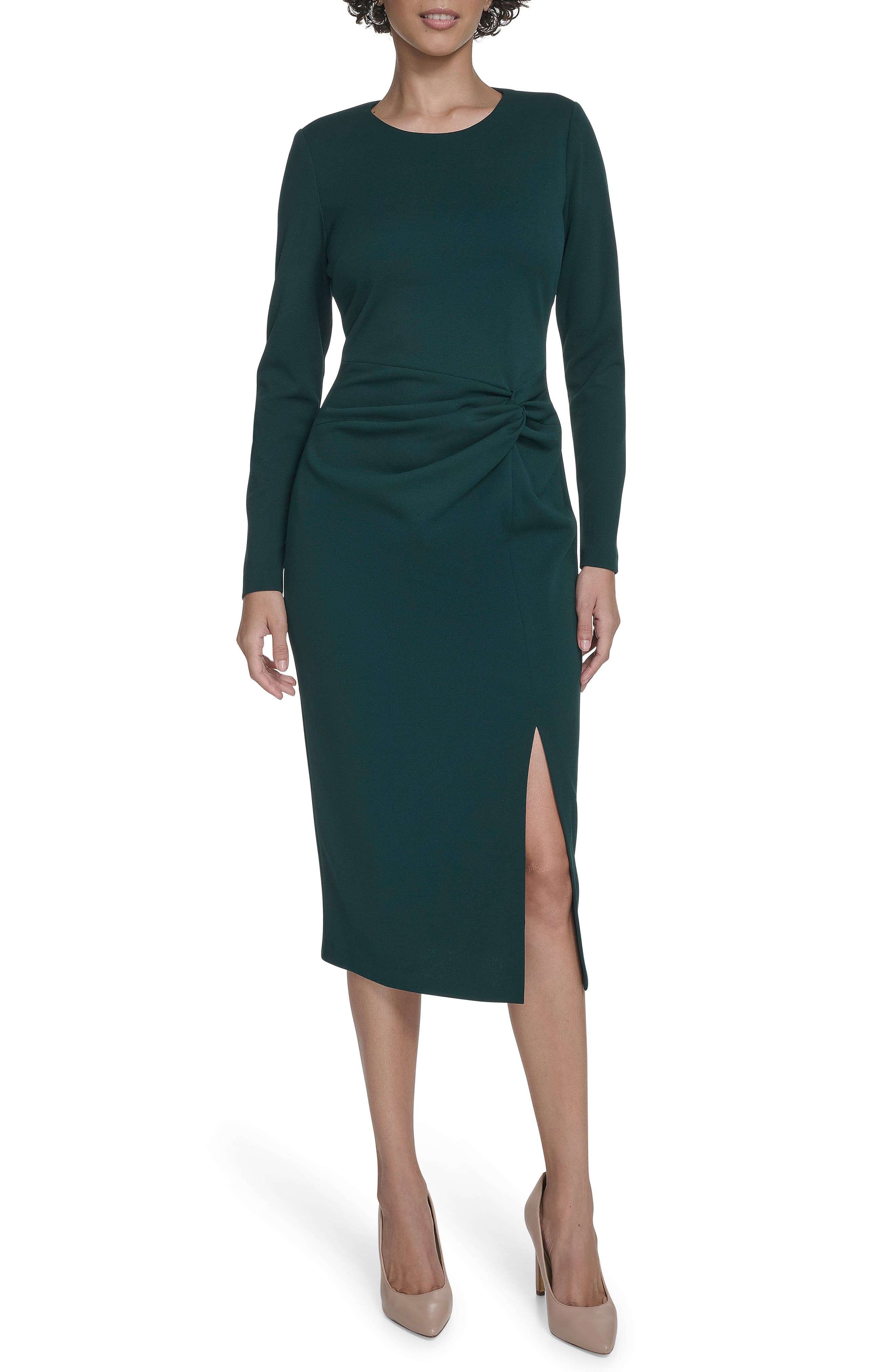Calvin Klein Knot Waist Midi Sheath Dress