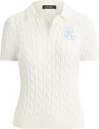 Lauren Ralph Lauren Natrissa Cable Stitch Cotton Polo Sweater
