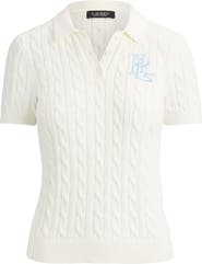 Lauren Ralph Lauren Natrissa Cable Stitch Cotton Polo Sweater