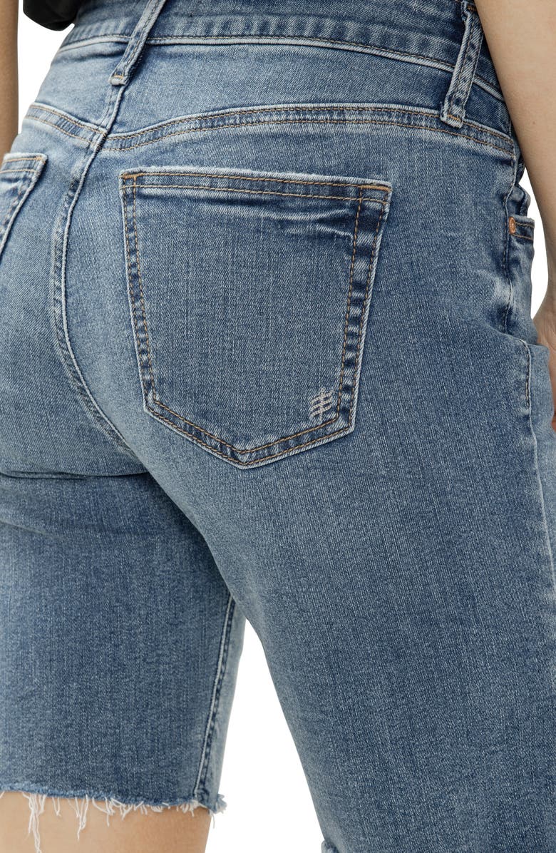 Silver Jeans Co. Elyse Curvy Raw Hem Mid Rise Denim Bermuda Shorts, Alternate, color, Sunset Blue