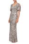 Sequin Lace Cold Shoulder Trumpet Evening Gown