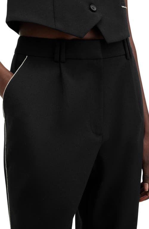 Allsaints Atlas Krys Crystal Stripe Pleated Ankle Pants In Black