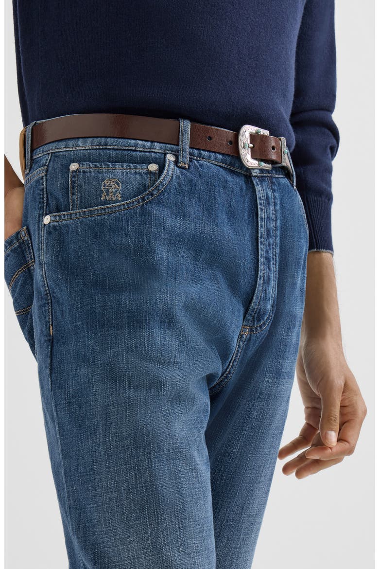 Lightweight denim five-pocket trousers, Alternate, color, Medium Denim