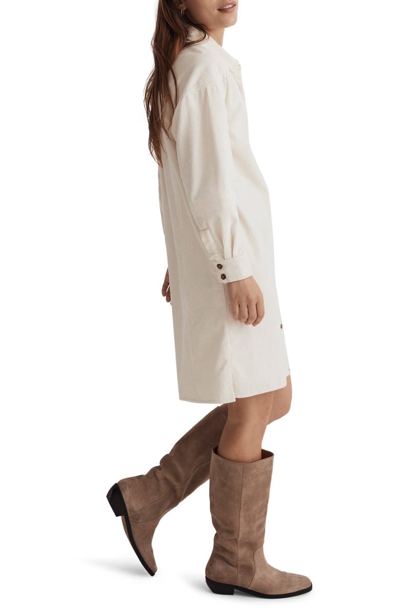 Madewell Easy Corduroy Mini Shirtdress, Alternate, color,