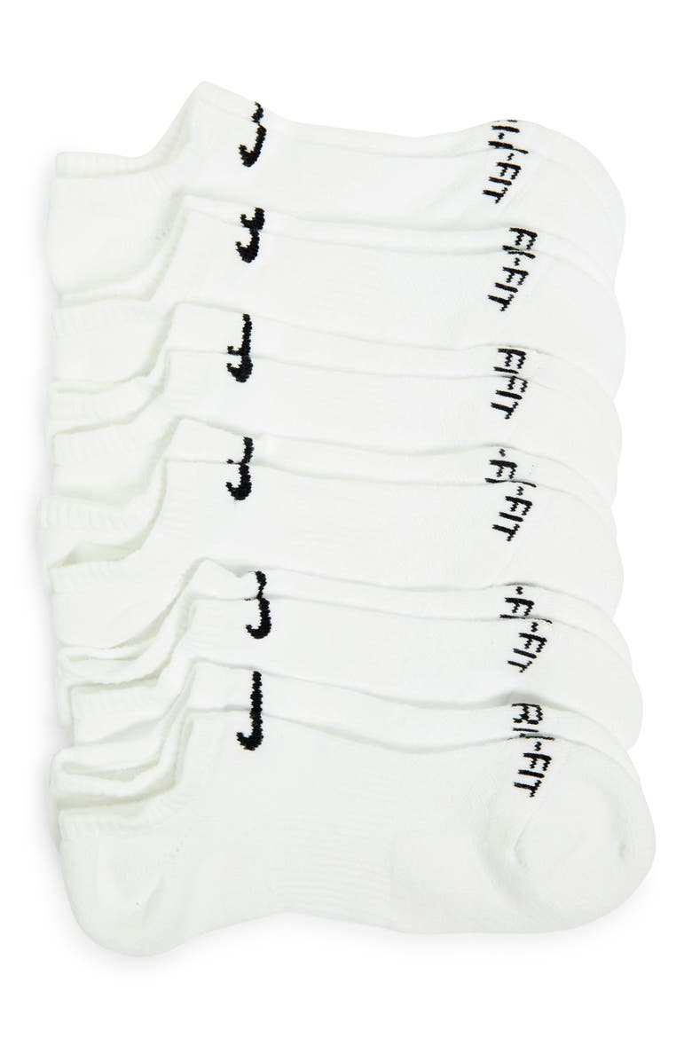 Everyday Plus 6-Pack Cushioned No-Show Socks, Main, color, WHITE/ BLACK
