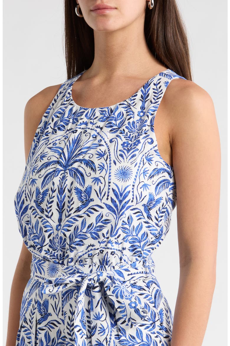 Romina Tropical Jora Belted Jumpsuit, Alternate, color, WHITE BLUE-MULTI