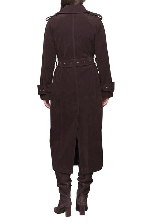 Avec Les Filles Double Breasted Faux Suede Trench Coat