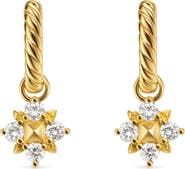 David Yurman Petite Modern Renaissance Drop Hoop Earrings in 18K Gold with Diamonds