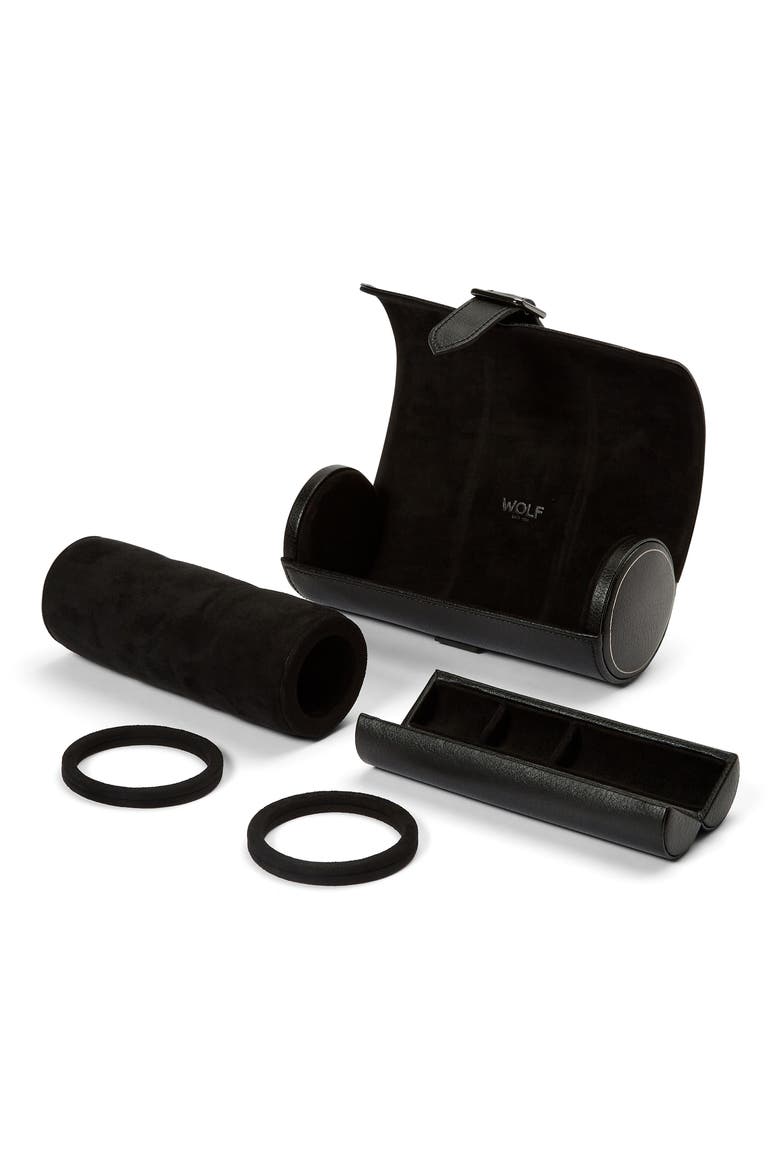 British Racing Triple Watch Roll, Alternate, color, BLACK