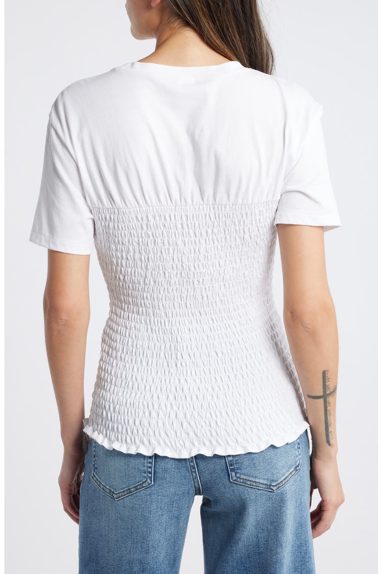 Smocked Cotton Top, Alternate, color, WHITE
