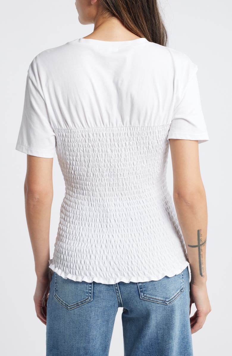 rag & bone Smocked Cotton Top, Alternate, color, White