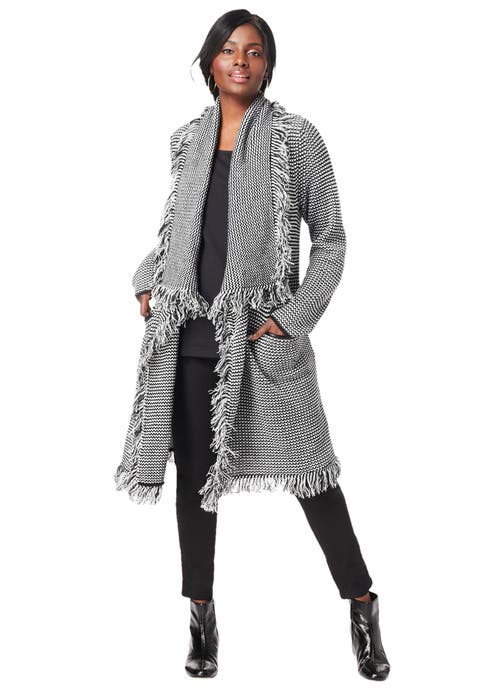 Shawl-Collar Fringe Jacket (Plus)