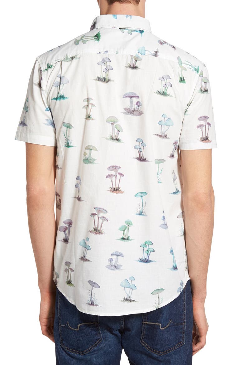 'Shroom' Short Sleeve Print Woven Shirt, Alternate, color, WHITE