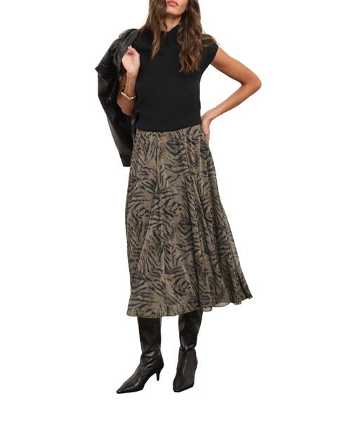 Flowy Printed Midi Skirt