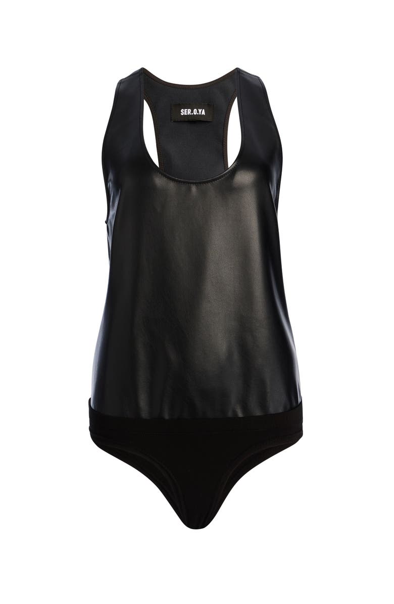 SER.O.YA Nina Vegan Leather Bodysuit, Alternate, color, 