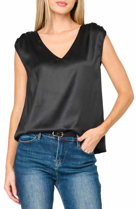 Reverly Cinch Shoulder Sleeveless Satin Top