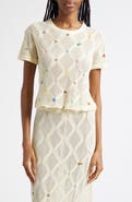 YanYan Cotton Short Sleeve Lattice Stitch Sweater