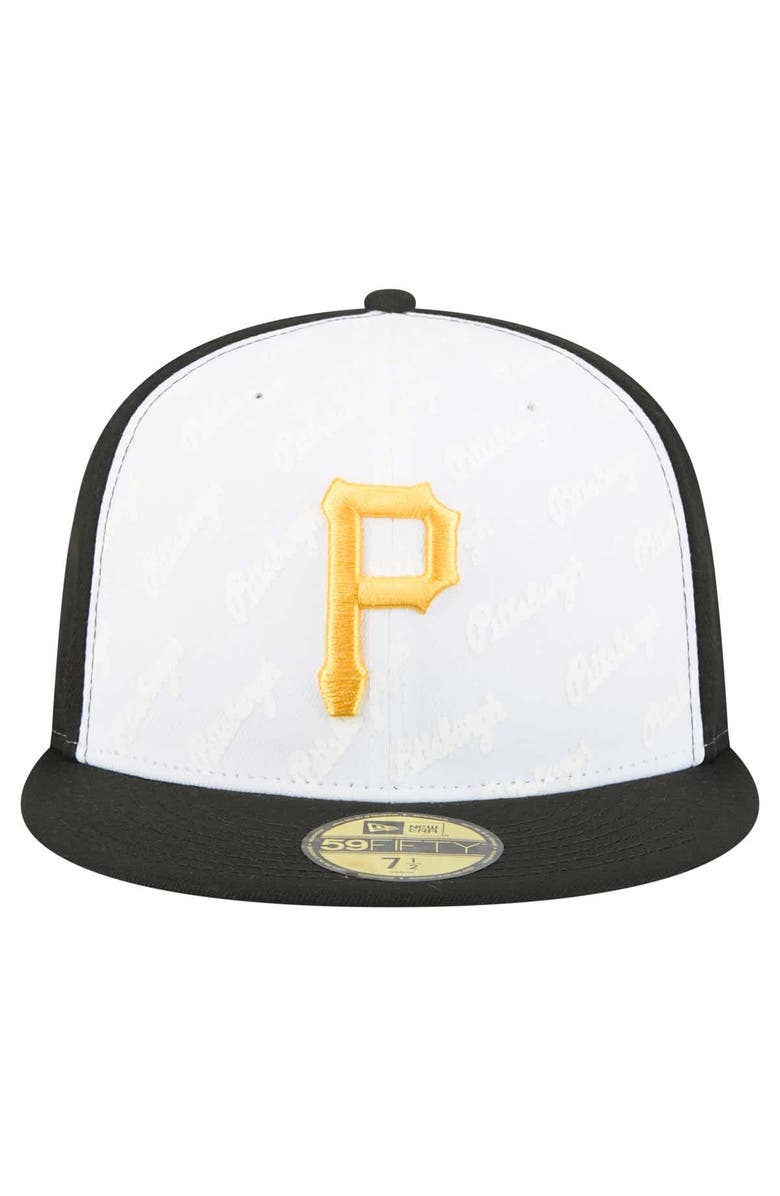 New Era Men's New Era White/Black Pittsburgh Pirates Repeat 59FIFTY Fitted Hat, Alternate, color, White