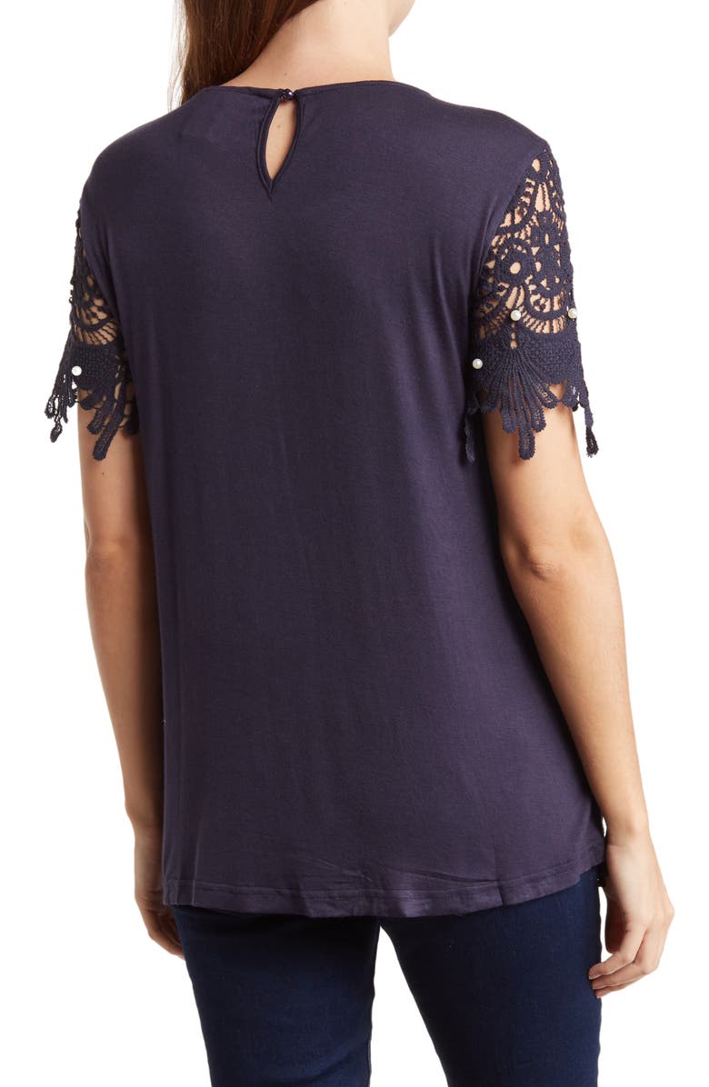 Forgotten Grace Crochet Lace Short Sleeve Top, Alternate, color, 
