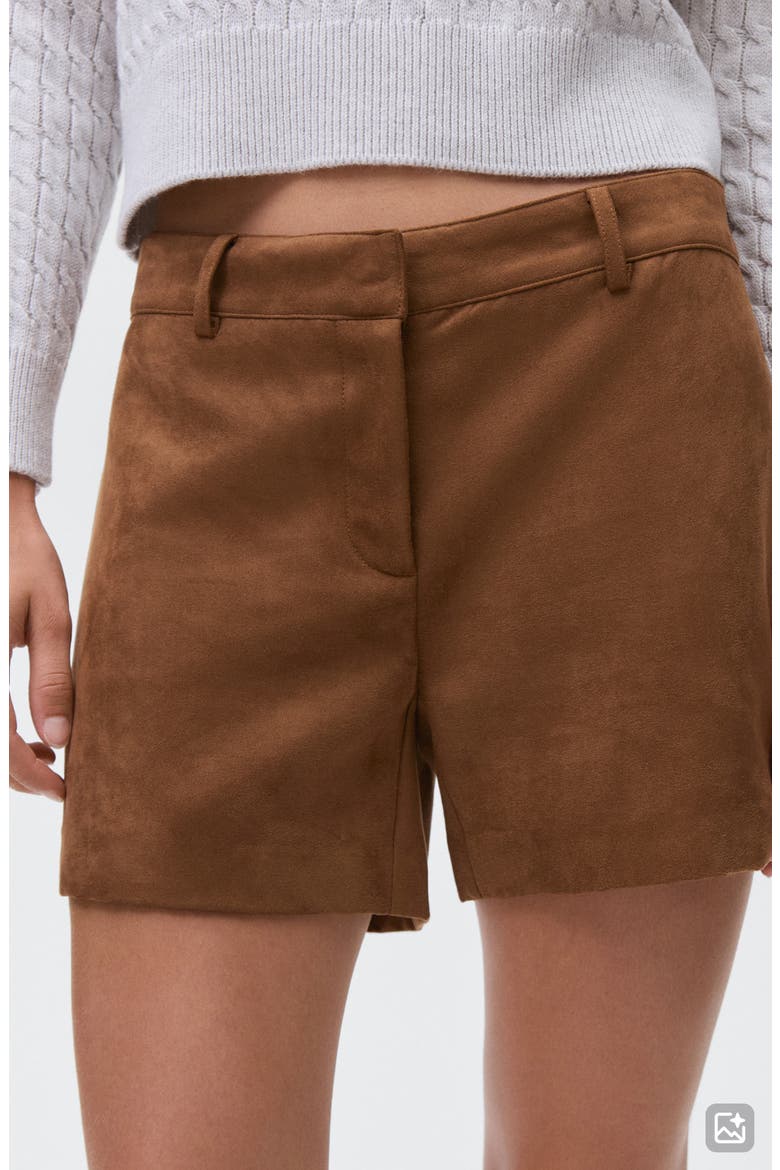 Faux Suede Shorts, Alternate, color, MEDIUM BROWN
