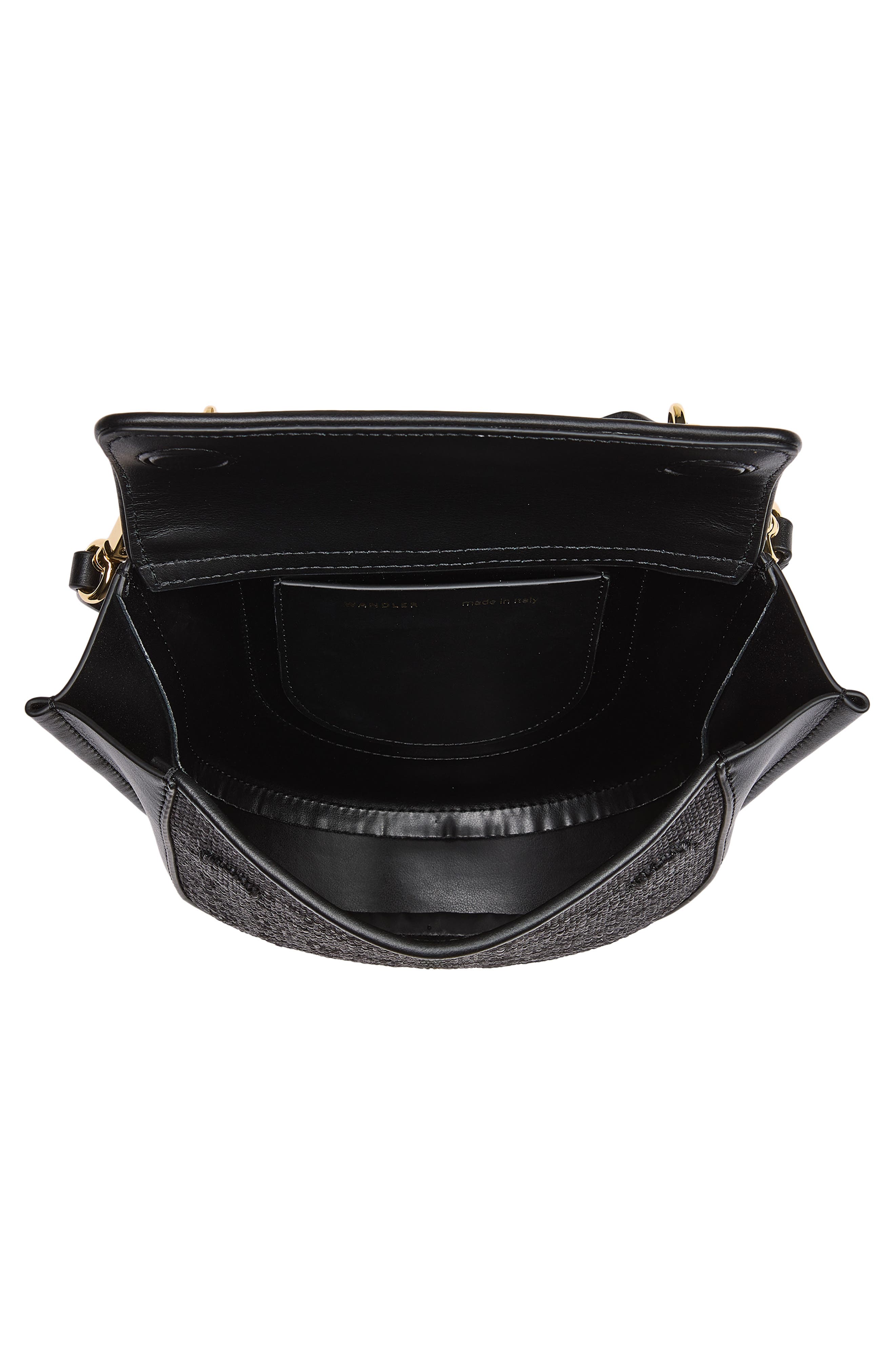Wandler Mini Hortensia Leather & Raffia Handbag, Alternate, color, Black Raffia