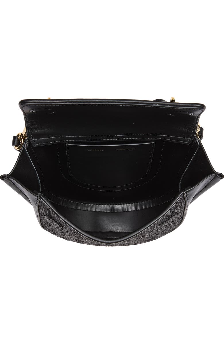 Wandler Mini Hortensia Leather & Raffia Handbag, Alternate, color, Black Raffia