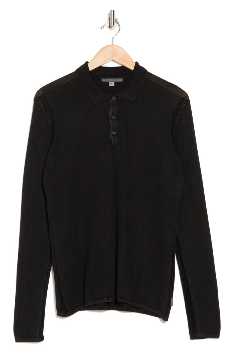 Dune Long Sleeve Cotton Polo Sweater, Alternate, color, BLACK