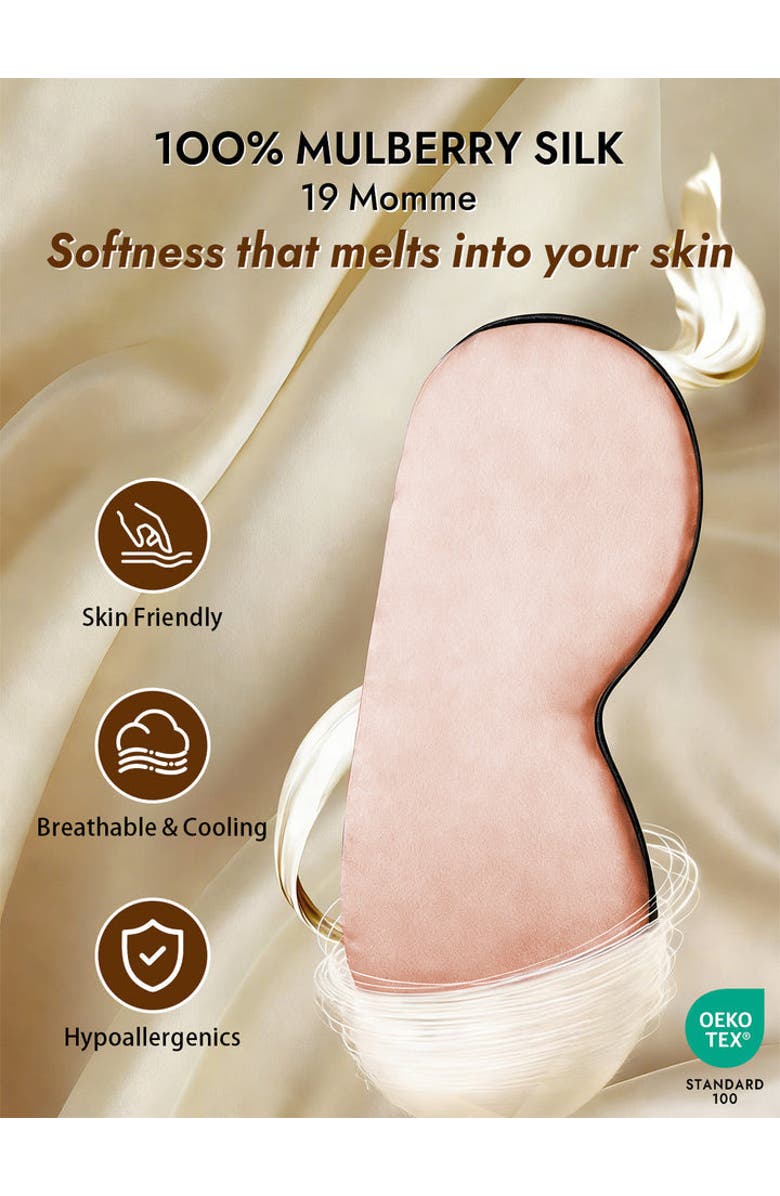 SILKSILKY Pure Silk Elastic Band Sleep Eye Mask, Alternate, color, Pink