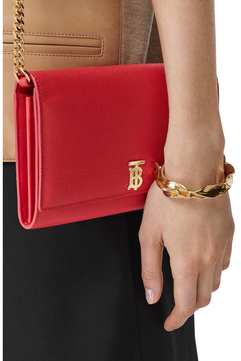 Monogram Motif Leather Wallet with Detachable Strap, Alternate, color, BRIGHT RED