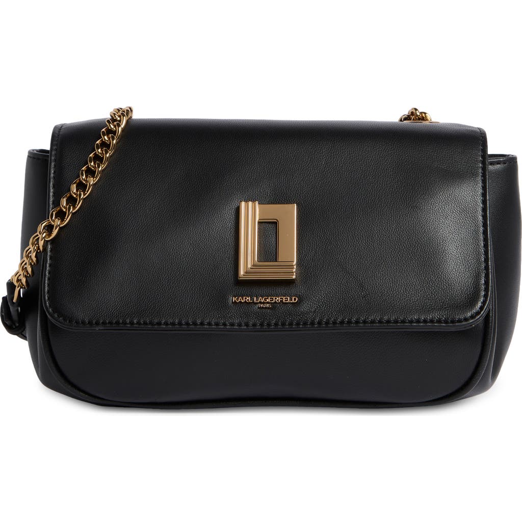Karl Lagerfeld Paris Delaine Leather Crossbody Bag In Black