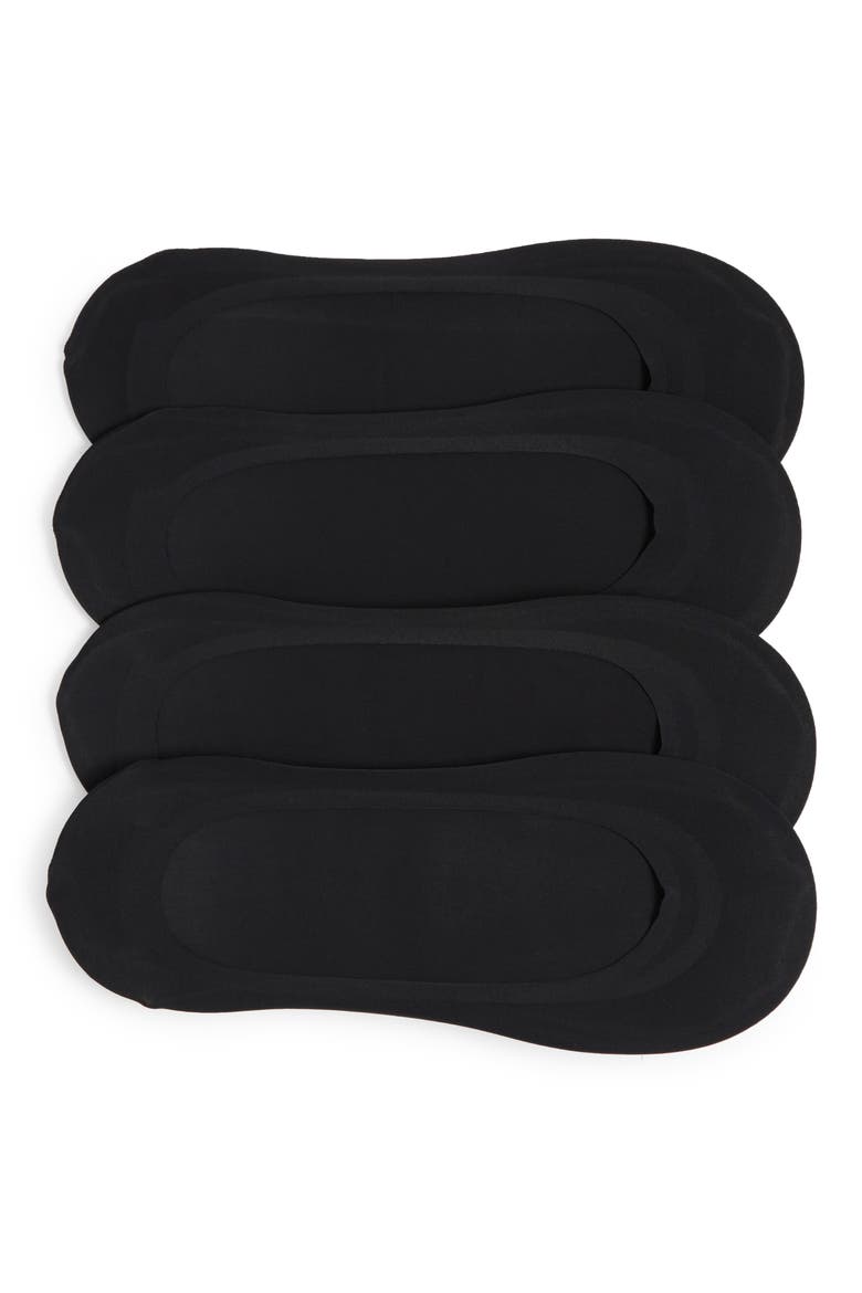4-Pack Bonded No-Show Socks, Main, color, BLACK