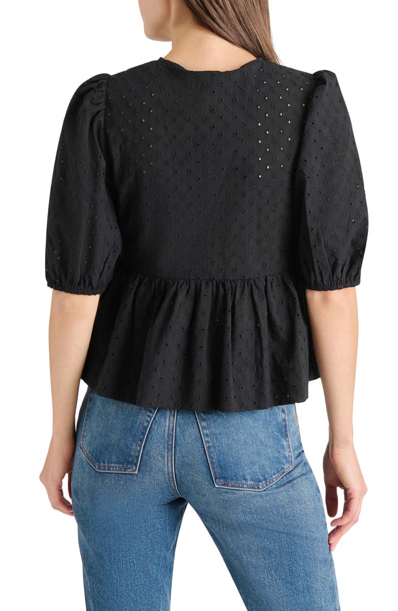Steve Madden Paula Eyelet Embroidery Shirt, Alternate, color, Black