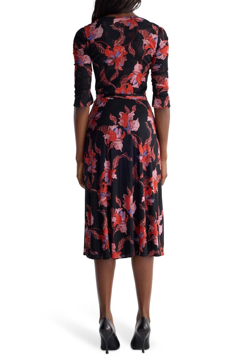 Carmen Floral Mesh Midi Dress, Alternate, color, IRIS FALLS MINI/ MID BLACK