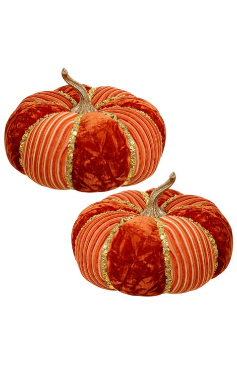 Velvet Pumpkin, Orange, Set of 2