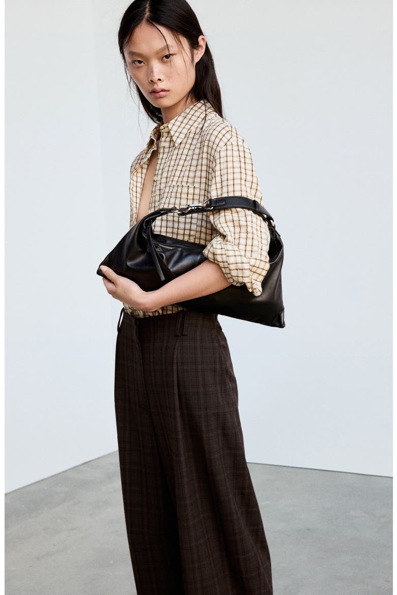 Plaid High Waist Balloon Pants, Alternate, color, BROWN