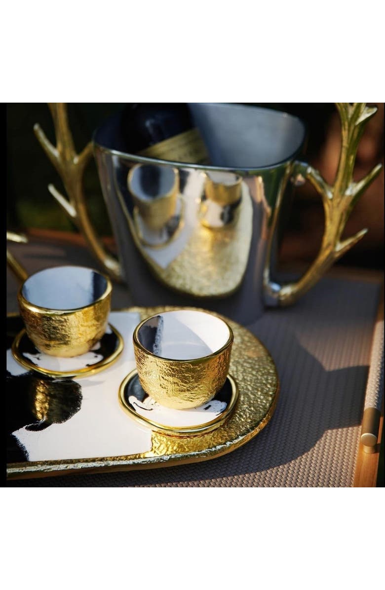 Lunares Bianco Nero Coaster - Set of 4, Alternate, color, White