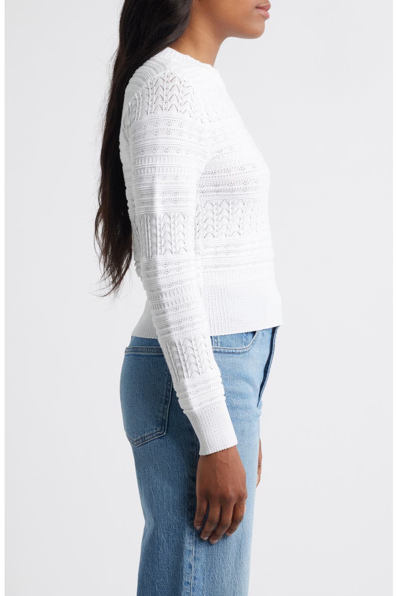 Cotton Crewneck Sweater, Alternate, color, EYELET WHITE