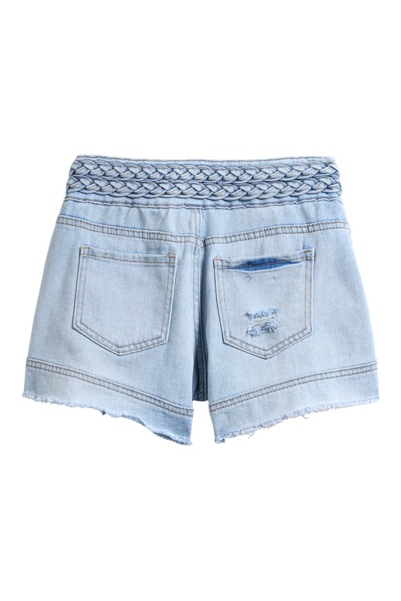 Kids' Braid Waist Distressed Shorts, Alternate, color, INDIGO