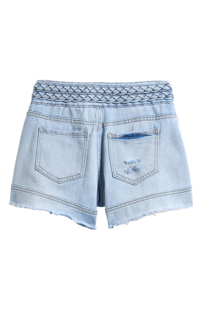 Tractr Kids' Braid Waist Distressed Shorts, Alternate, color, Indigo