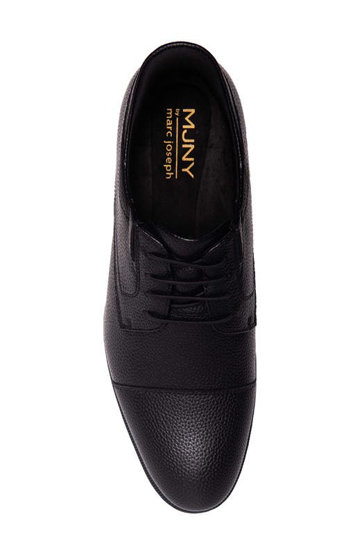 Marc Joseph New York Baker Street Hands Free Technology Leather Cap Toe Dress Oxford, Alternate, color, Black Grainy Leather