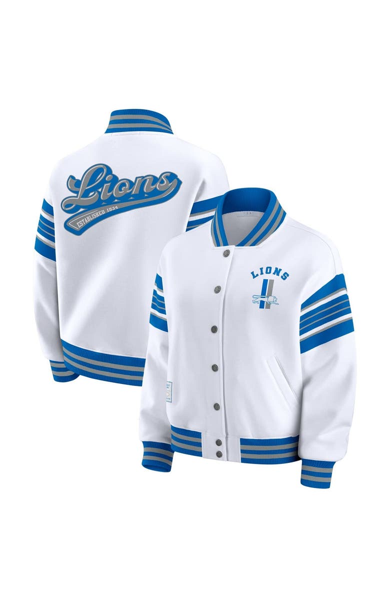 WEAR by Erin Andrews Women's WEAR by Erin Andrews White Detroit Lions Plus Size Full-Snap Fleece Sweatshirt Jacket, Main, color, White