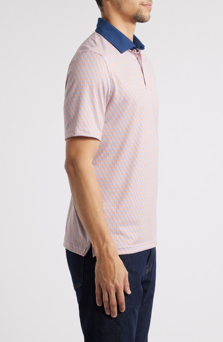 Johnston & Murphy XC4<sup>®</sup> + Cool Degree<sup>™</sup> Geo Print Performance Golf Polo, Alternate, color, Orange