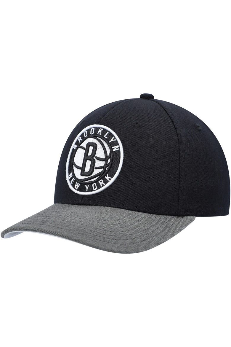 Men's Mitchell & Ness Black/Gray Brooklyn Nets MVP Team Two-Tone 2.0 Stretch-Snapback Hat, Main, color, Black